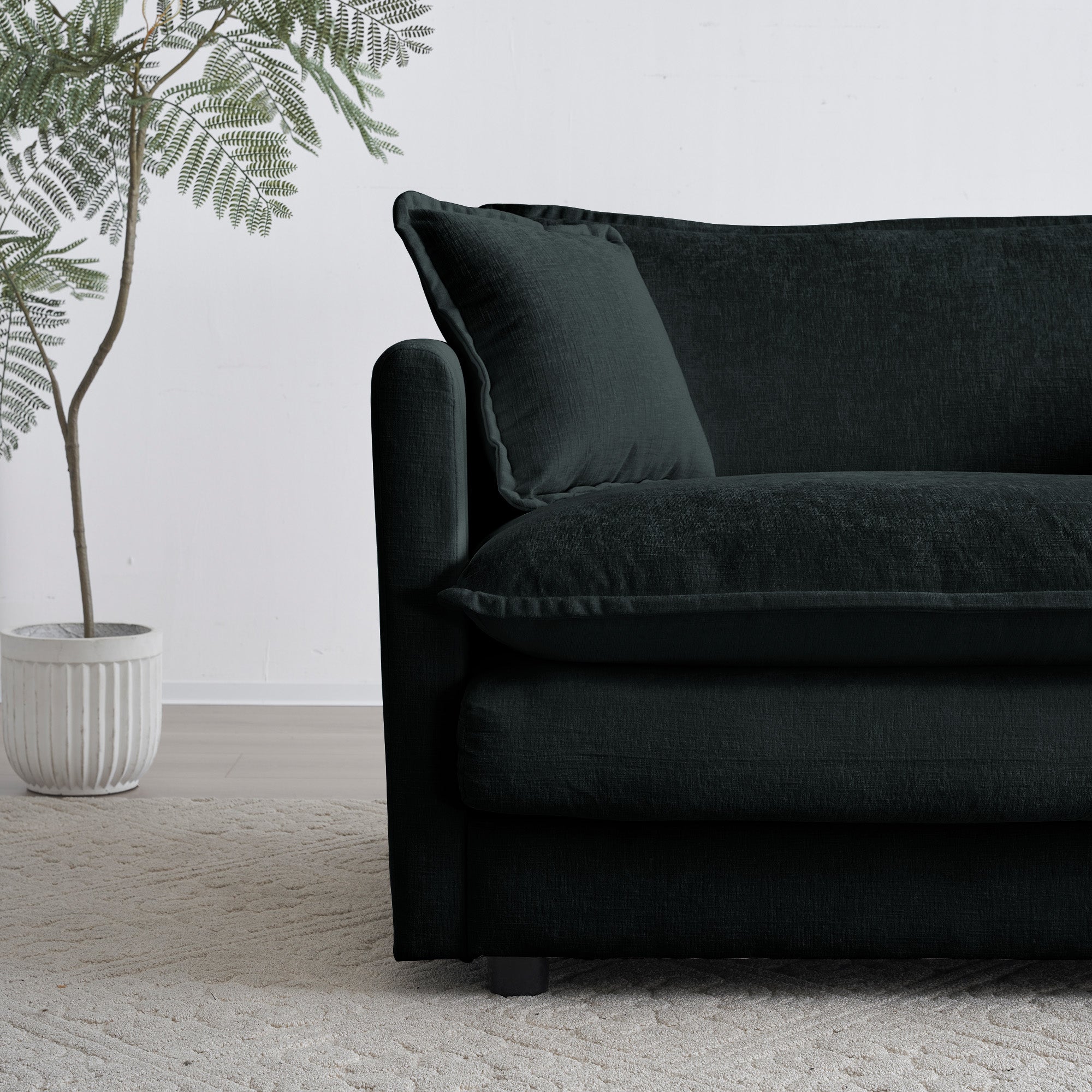 Black Chenille Loveseat Sofa