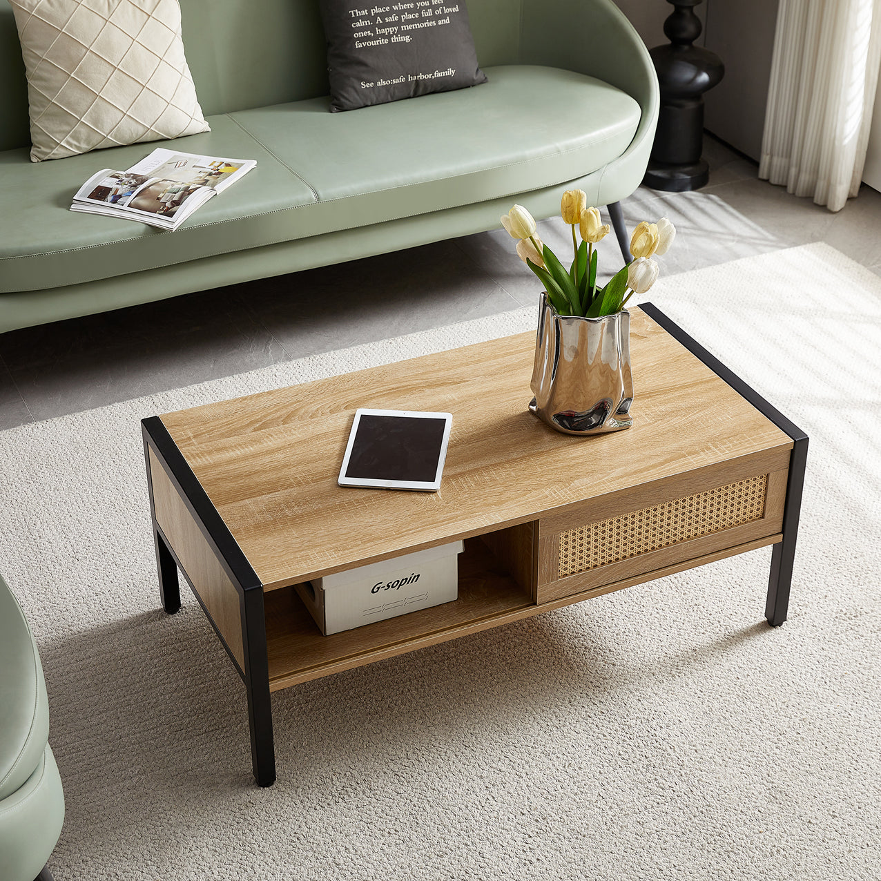 Metal Rattan Coffee Table