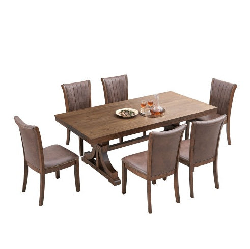 78.74 Mesa Rectangular de Roble de Goma para 6-8 Personas con Base de Caballetes de Madera, Mesa de Madera para Cocina de Estilo Moderno de Mediados de Siglo, Mesa de Cena para Comedor, Sala de Estar, ROBLE