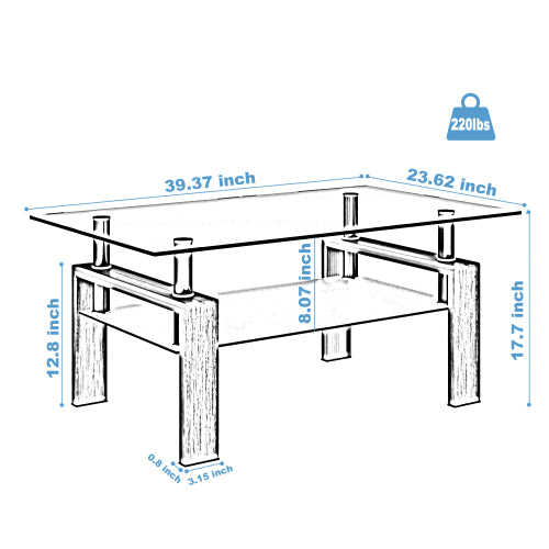 Oak Glass Coffee Table