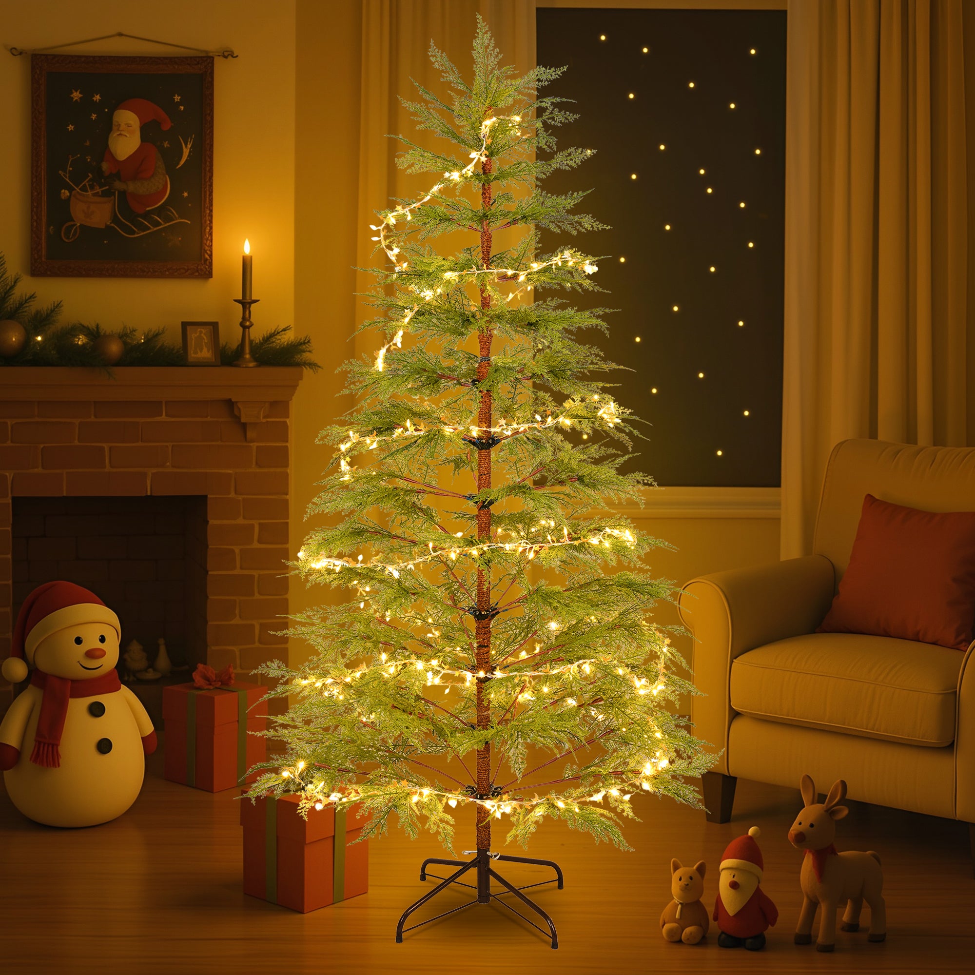 Árbol de Navidad Artificial Completo de 6 Pies Incluye Luces LED y Soporte de Metal, 612 Puntas Árbol Completo, Decoración Navideña