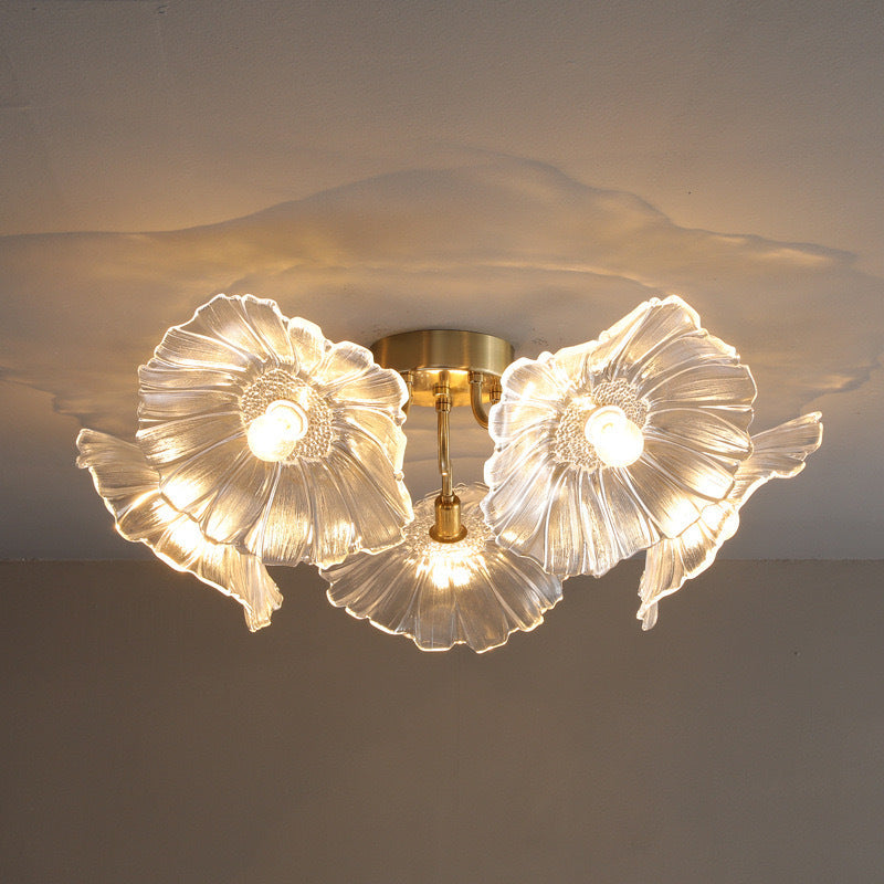 Glass Lotus Leaf Chandelier