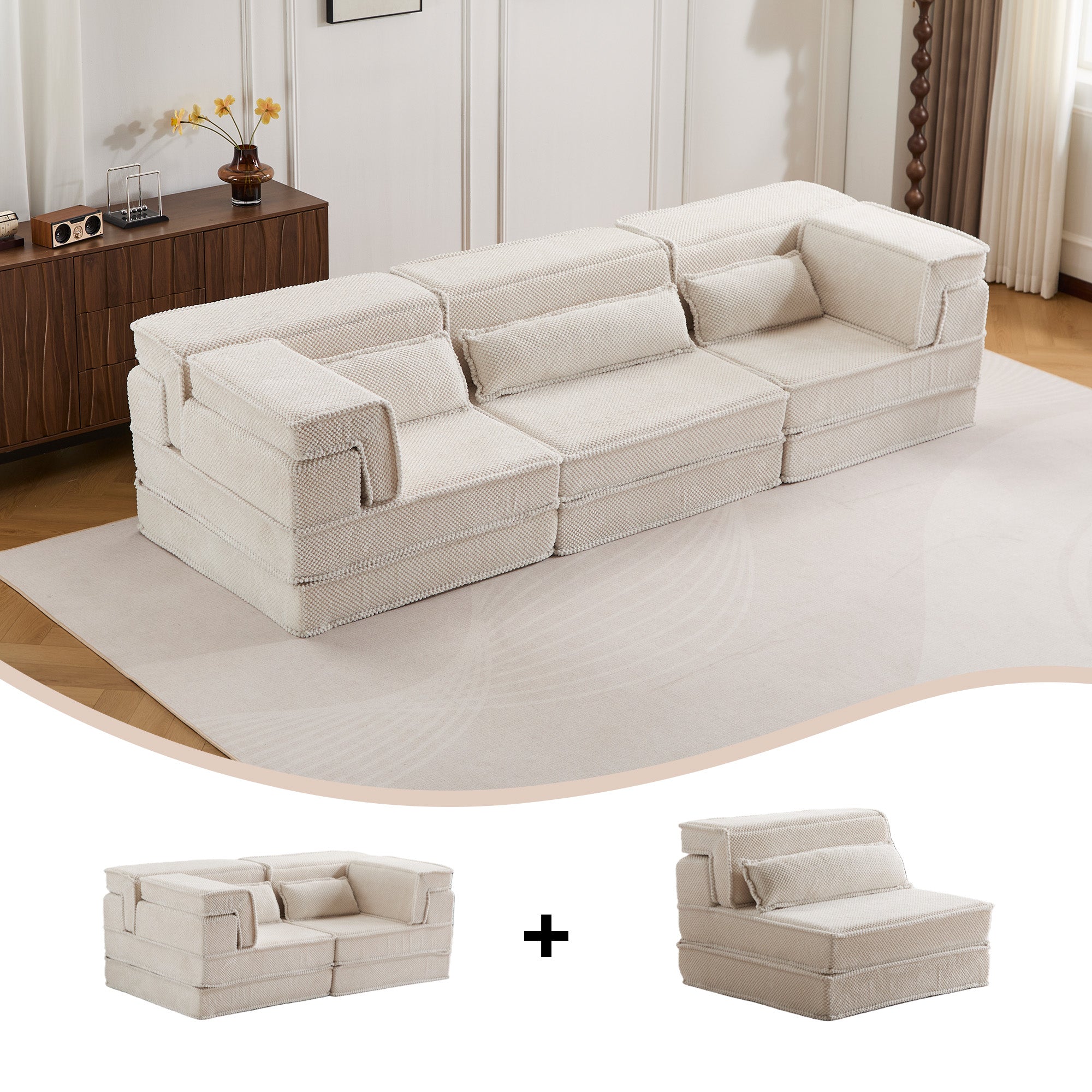 White Modular Sofa Pillows
