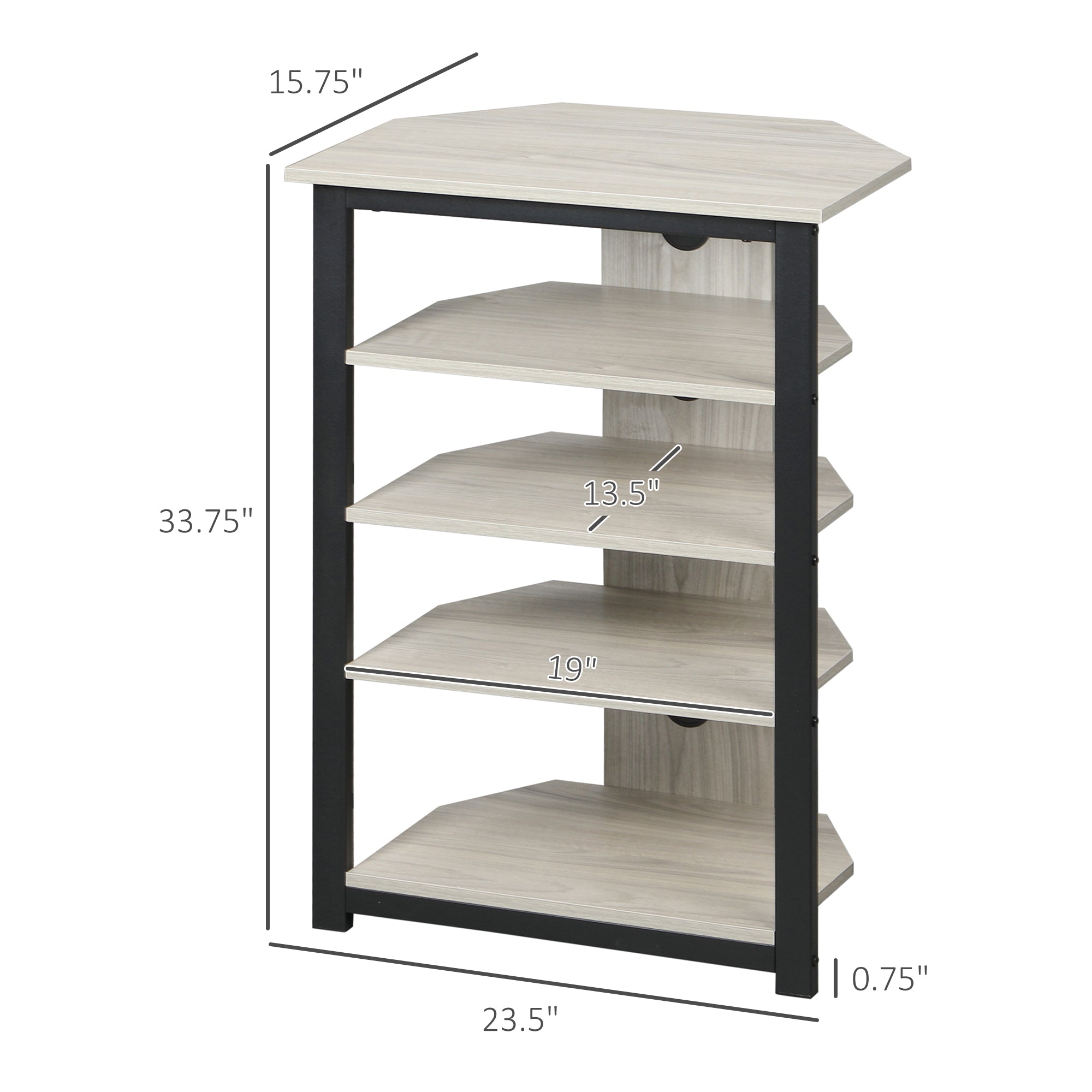 Soporte de Medios con Estantería de Audio de 4 Niveles Estante de Esquina para Medios AV con Gestión de Cables para Reproductores de DVD Consola de Juegos Cable de TV Router WiFi