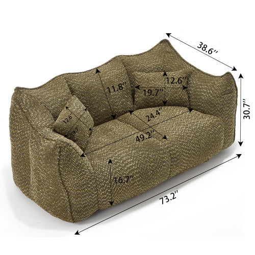 Compressed Plush Bean Bag Sofa Couch- High-Resilience Foam Filled, Ultra-Soft Boucle Lounge Chair For One Or Two People, Cozy Living Room Seating For Reading, Gaming & Relaxing, Space-Saving Vacuum