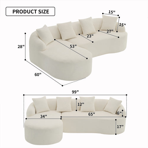 Grey Chenille Chaise Sofa
