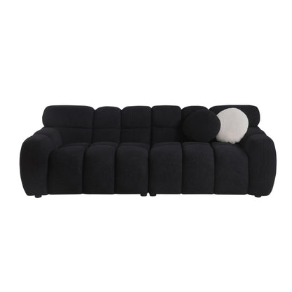 87.4 Length ,35.83inch Deepth ,human Body Structure For USA People, Marshmallow Sofa,boucle Sofa ,3 Seater, Black BOUCLE