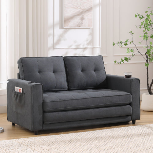 Gray Upholstered Futon Sofa