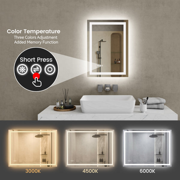 20 Inch X 28 Inch LED Bathroom Mirror