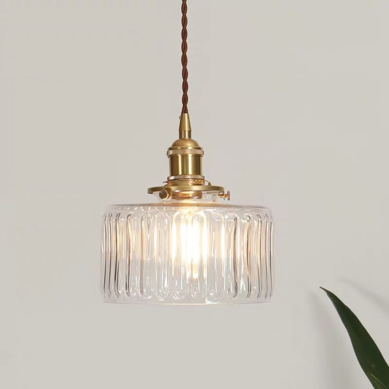 Simple Brass Glass Chandelier