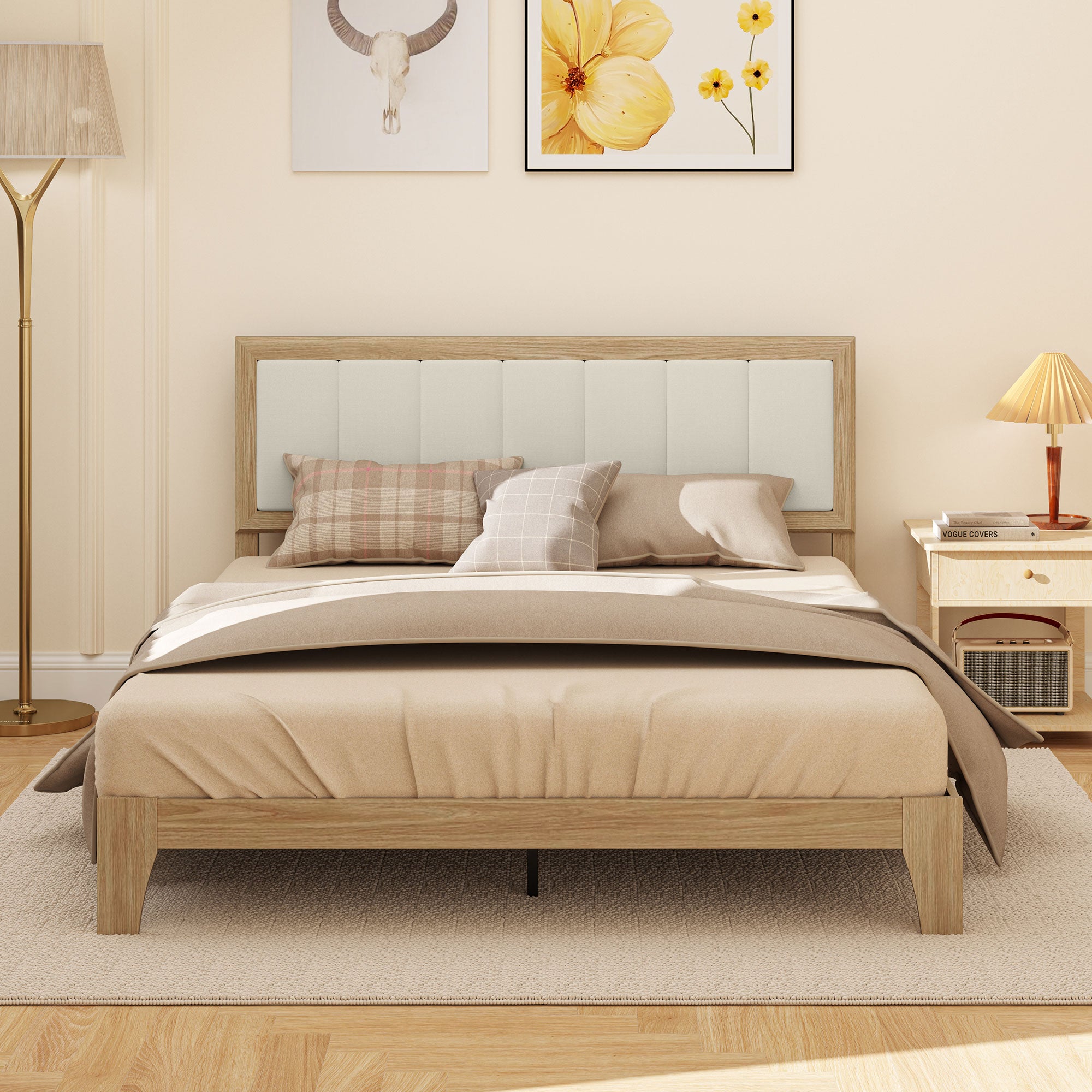 Charcoal Linen Bed Frame