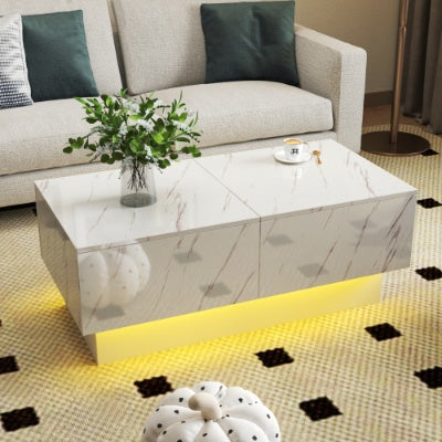 Mesa de Centro con Superficie Deslizante, Mesa Central con Compartimento de Almacenamiento Oculto, Mesa Extensible para Sala de Estar