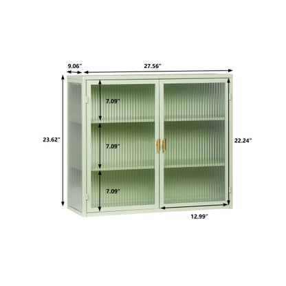 Modern Double Door Wall Cabinet With Glass Door With Three Levels Of Storage For Entrance Living Room, Bathroom, Dining Room, Mint Green Unavailable Platforms- Temu