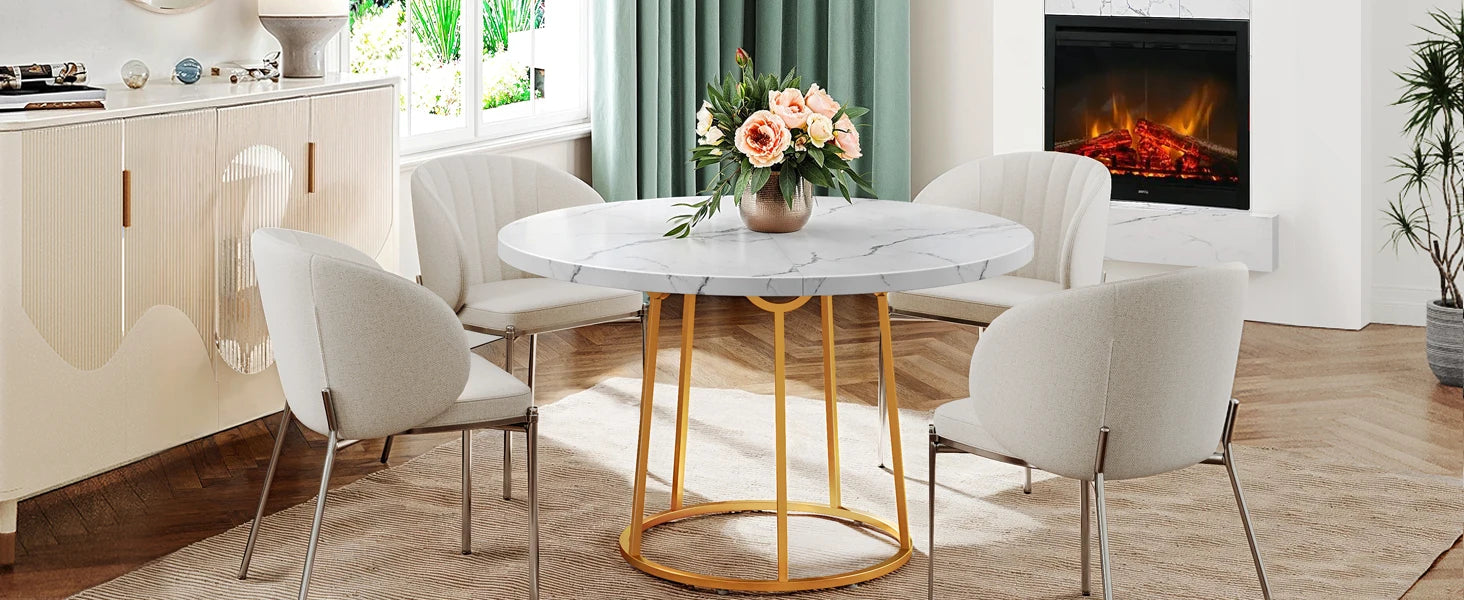 47 Inch Round Marble Dining Table