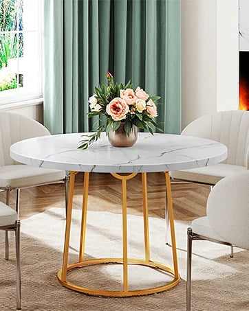 47 Inch Round Marble Dining Table