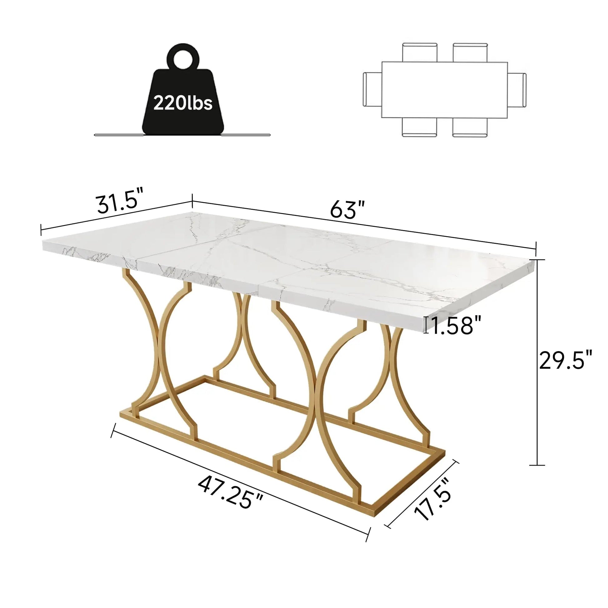 47 Inch Round Marble Dining Table