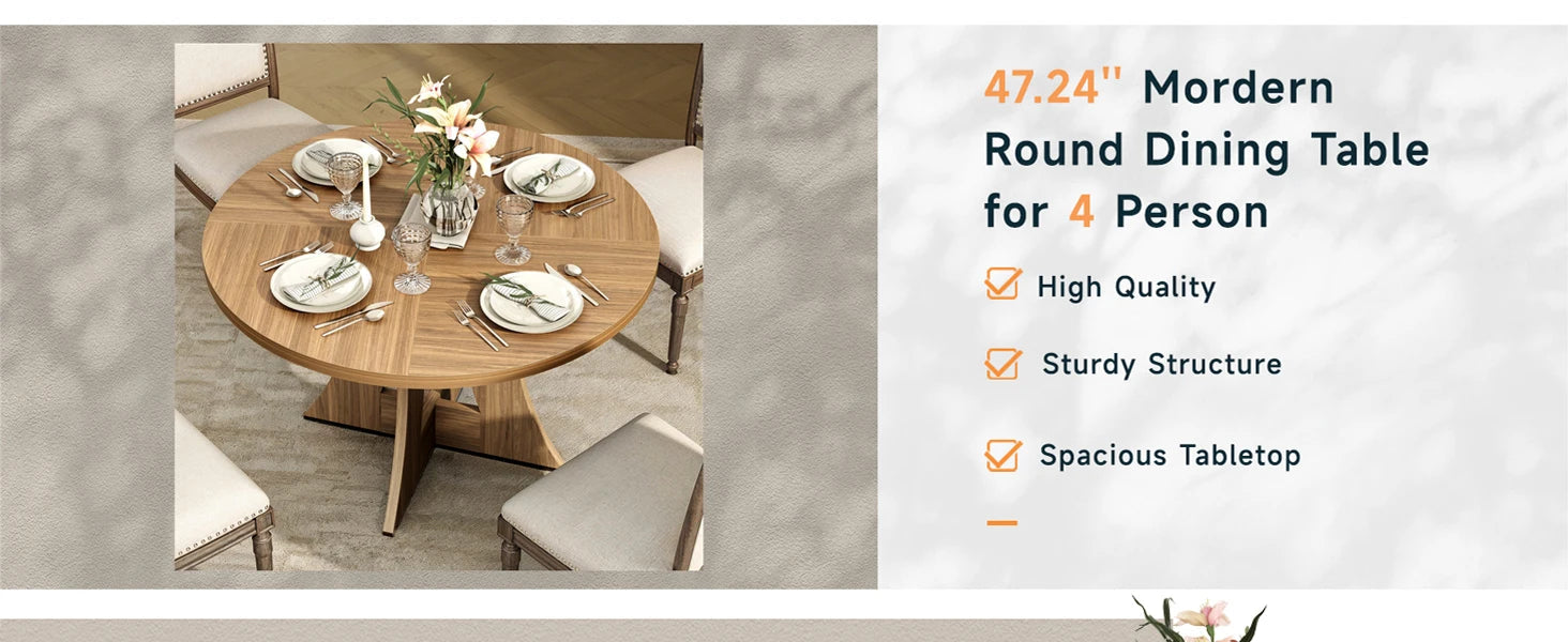 47 Inch Round Marble Dining Table