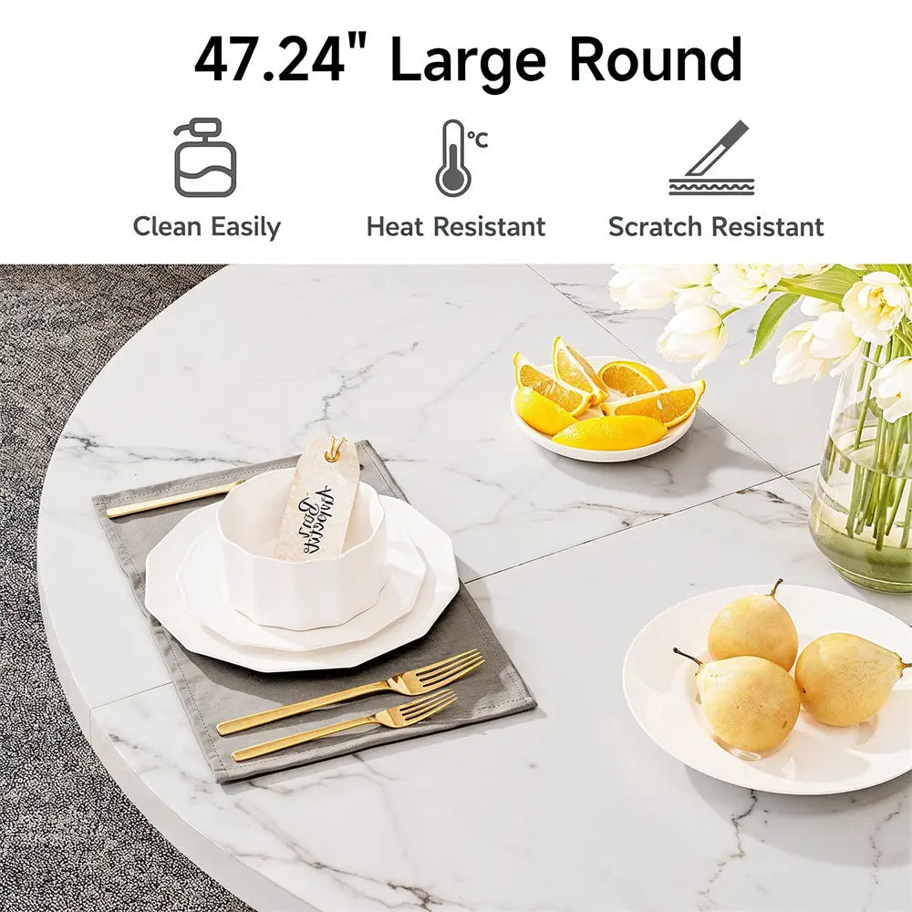 47 Inch Round Marble Dining Table