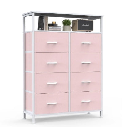 8-Drawer Fabric Dresser With Open Shelf, 45.9-inch Tall Storage Cabinet For Bedroom Closet Organization