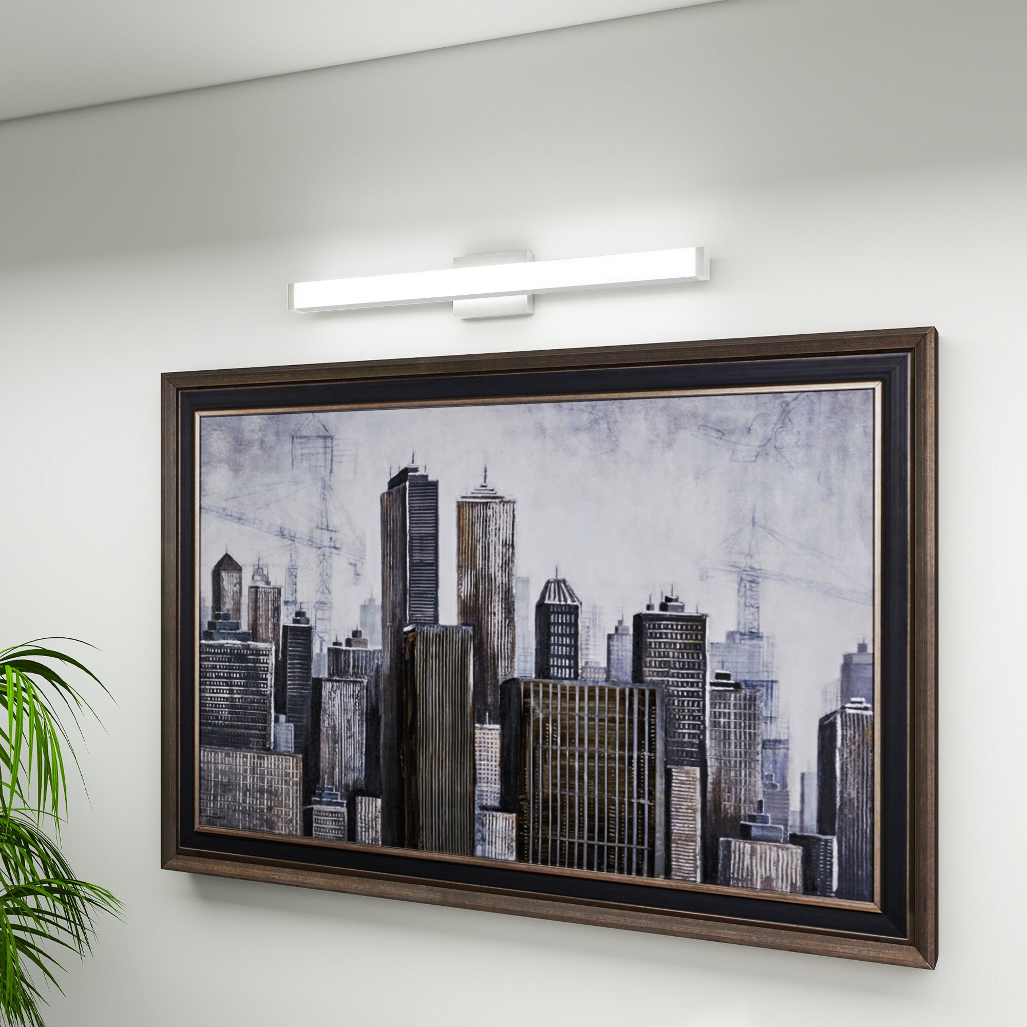 Luz de Tocador de Baño en Níquel Cepillado Cuadrada LED de 33 Pulgadas 18W 6000K Luz Blanca Fría Barra de Pared para Iluminación de Espejo