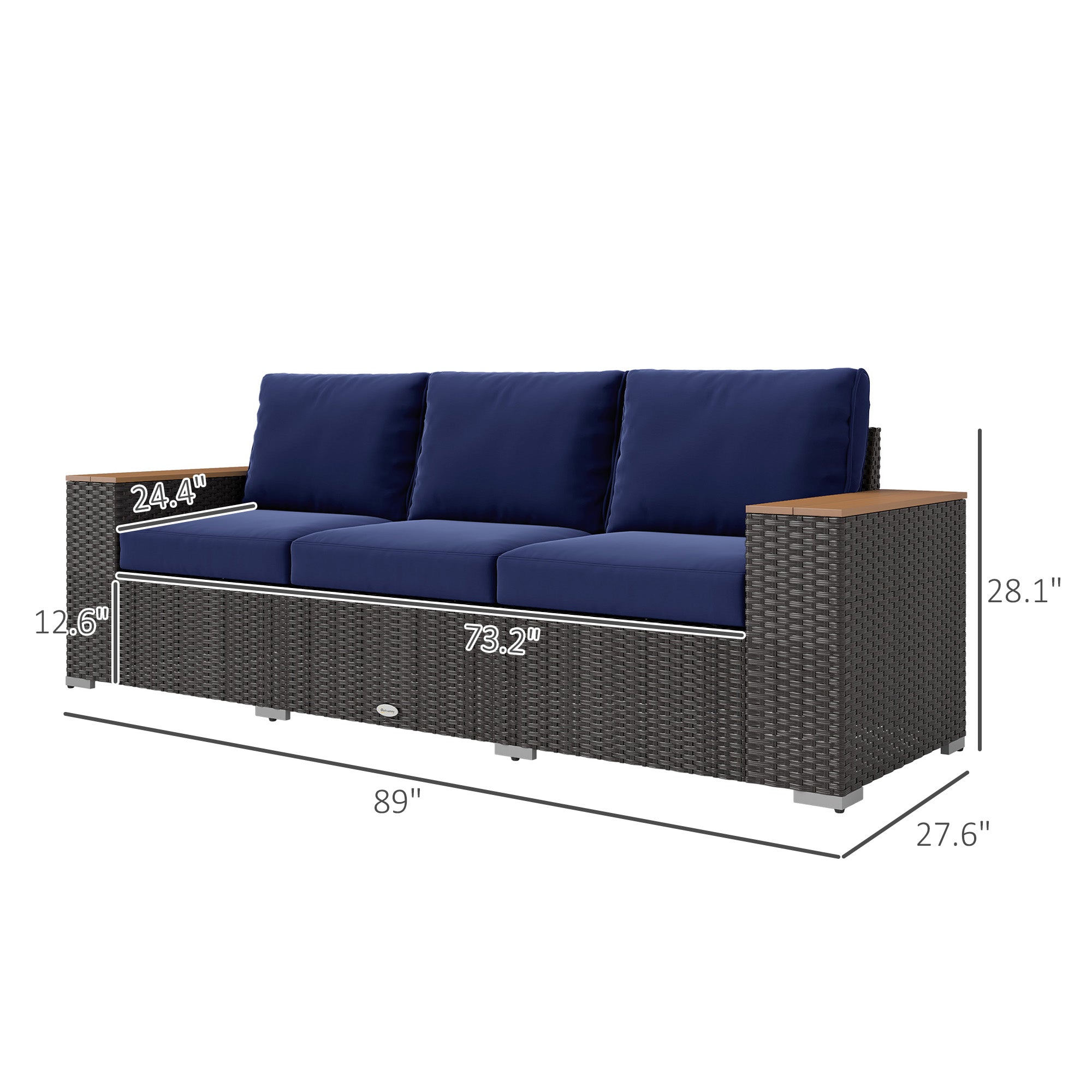 Navy Wicker Outdoor Sofa