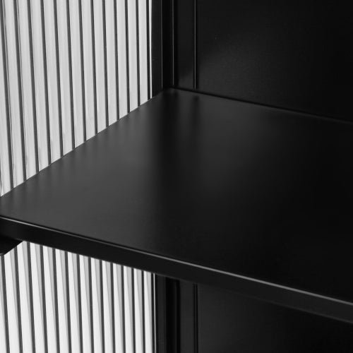 Mueble de Pared Moderno de Dos Puertas con Puerta de Cristal con Tres Niveles de Almacenamiento para Entrada, Sala de Estar, Baño, Comedor, Negro No Disponible Plataformas- Temu