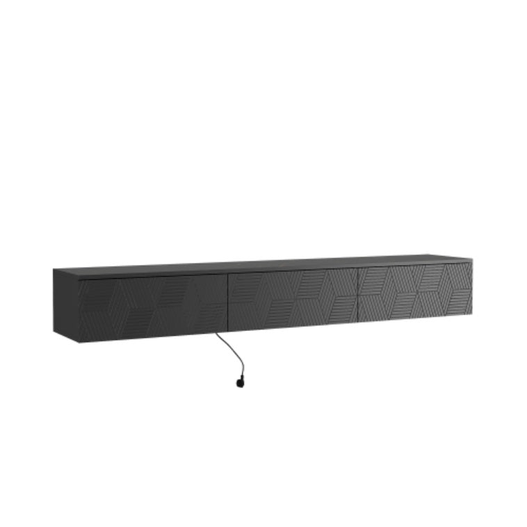 Schwebender TV-Ständer Wandmontiert mit 16-farbigen LEDs, Modernes TV-Ständer, Schwebender TV-Schrank Entertainment-Center für 55 60 65 Zoll TV, Schwarz