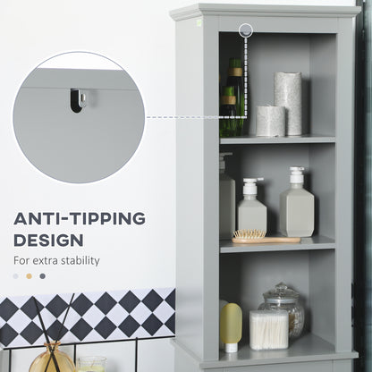 Slim Bathroom Storage Cabinet Door & Shelves Tower