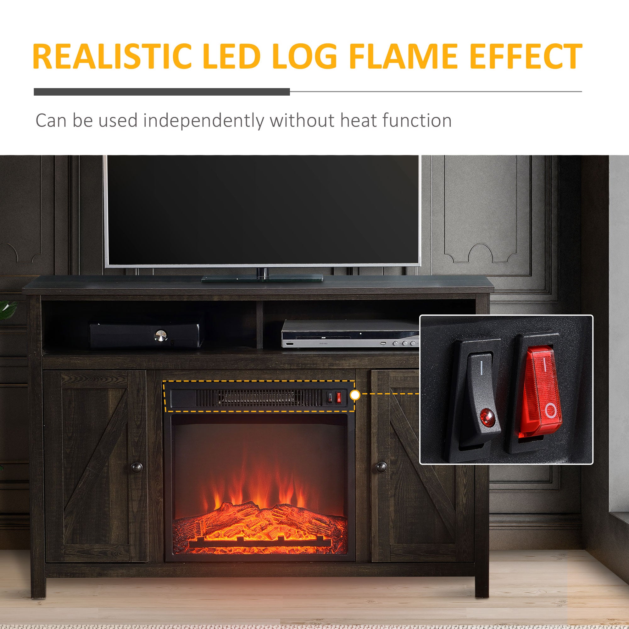 Walnut Electric Fireplace TV Stand