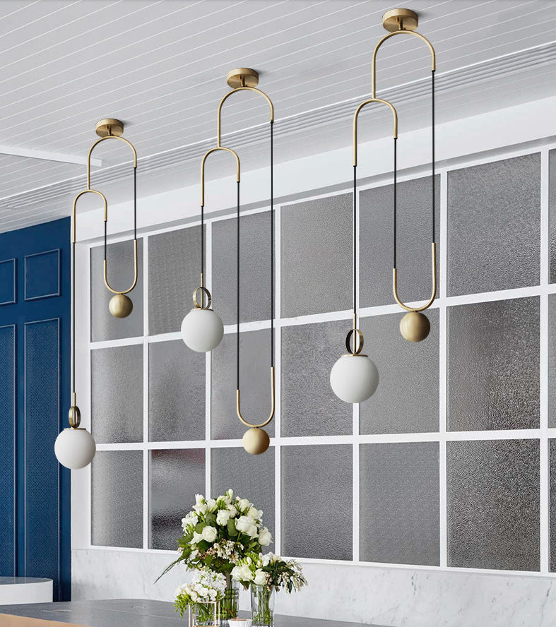 Gold Glass Ball Chandelier Postmodern Dining Light