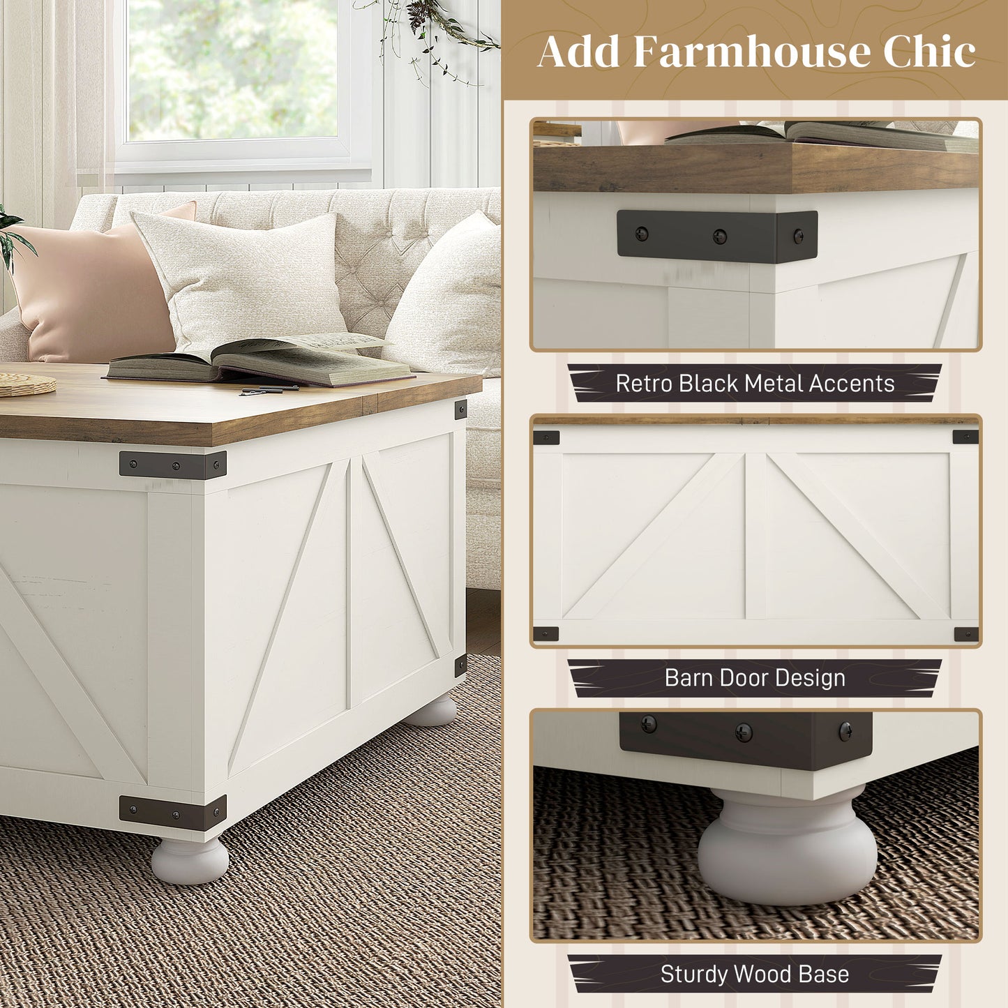 Farmhouse Coffee Table with Storage