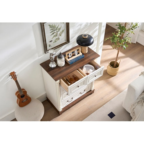 Walnut Rustic Six-Drawer Dresser