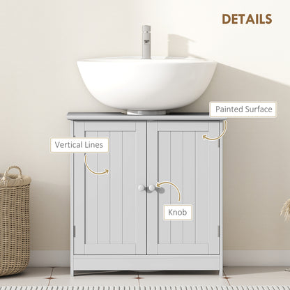 Bathroom Vanity Cabinet, Under Sink Bathroom Cabinet with 2 Doors and Adjustable Shelf, Light Gray