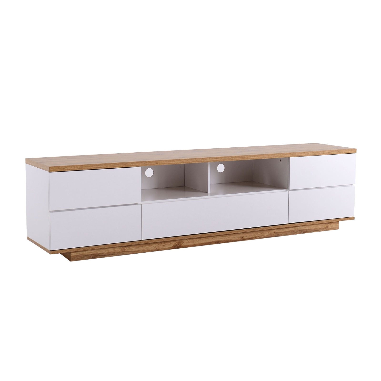 Mueble de TV Moderno para Televisores de Hasta 80'', Consola de Medios con Almacenamiento Multifuncional