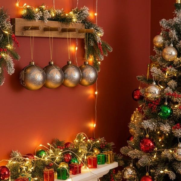 4-piece 4.7-inch Christmas Ball Ornaments, Glass Hanging Decorations For Holiday Tree And Party Decor, FBA Shipped, Prohibited From Sale On The Temu Platform