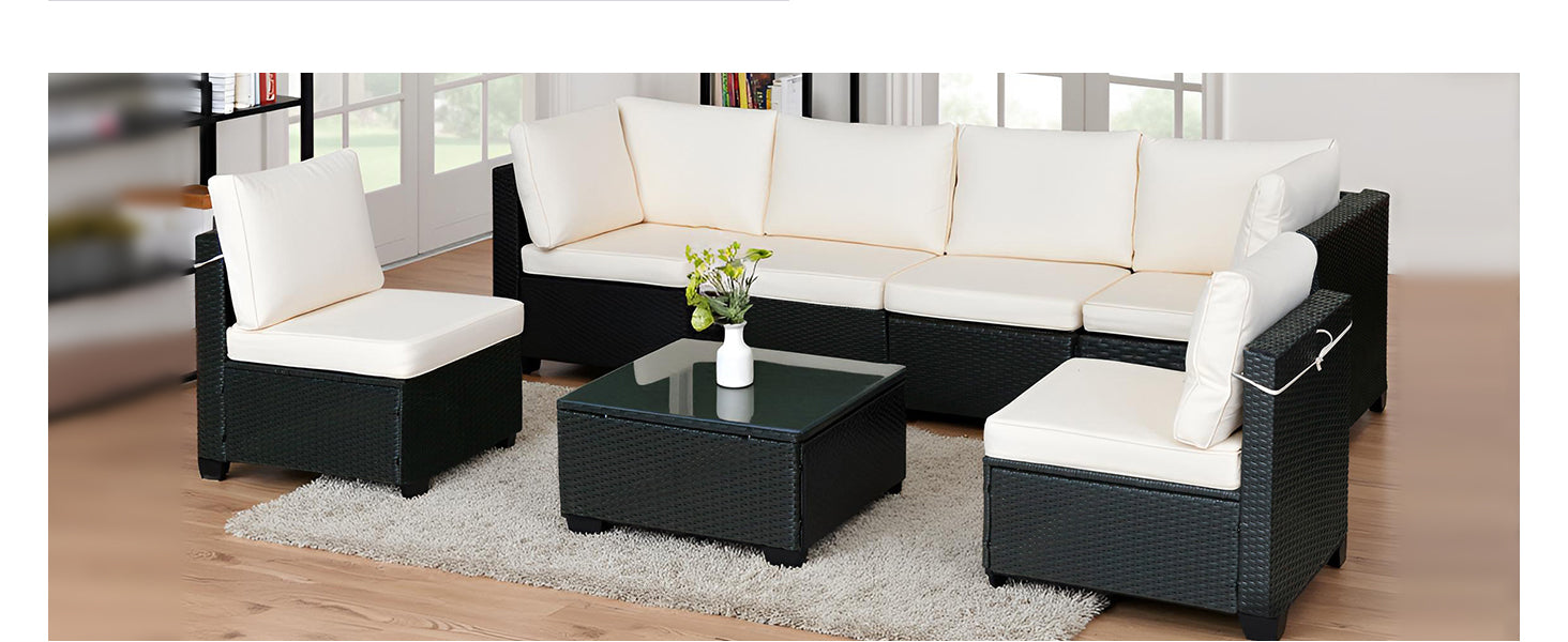 Black Rattan Outdoor Sofa
