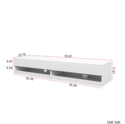 180 Wall Mounted Floating 80 TV Stand With 20 Color LEDs And Charging Station
