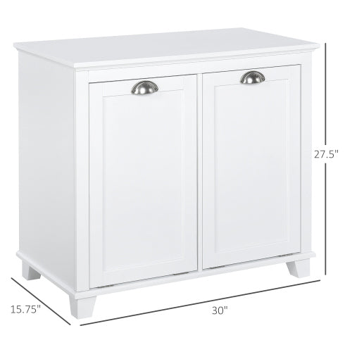 HOMCOM Clasificador de Ropa de Lavado con Volteo, Gabinete de Baño, Blanco