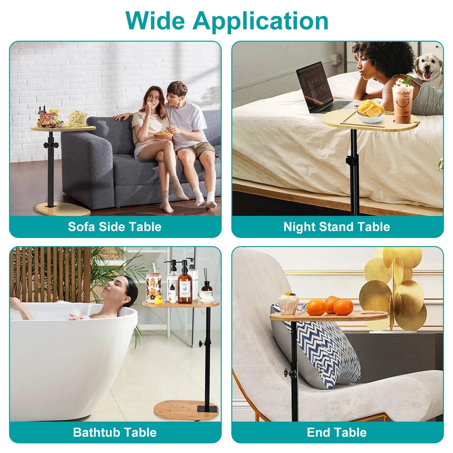 Mesa Bandeja para Bañera, Bandeja de Baño de Bambú Independiente Elevable para Bañera Contra la Pared, Bandeja Mesa para Baño Estante para Bañera Organizador de Estante para Baño para Spa de Lujo, Accesorios para Bañera de Spa en el Hogar