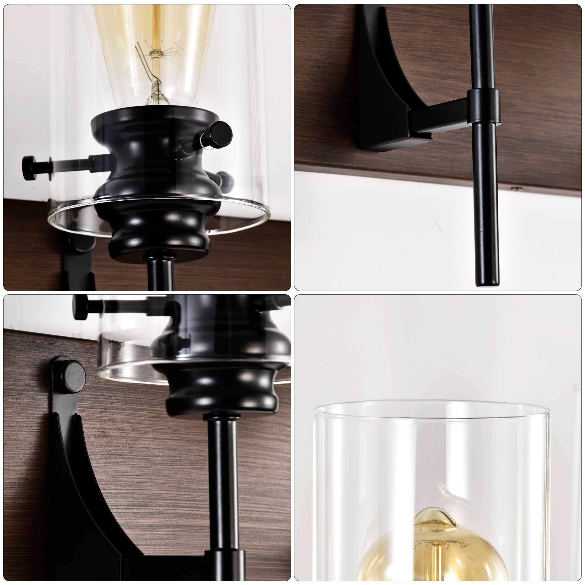 Black Glass 3-Light Vanity Fixture
