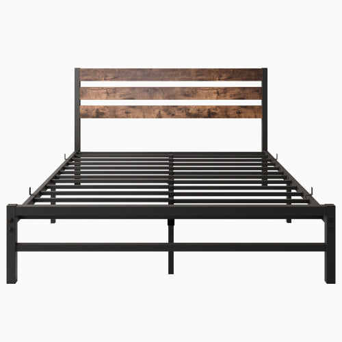 Rustic Brown Platform Bed