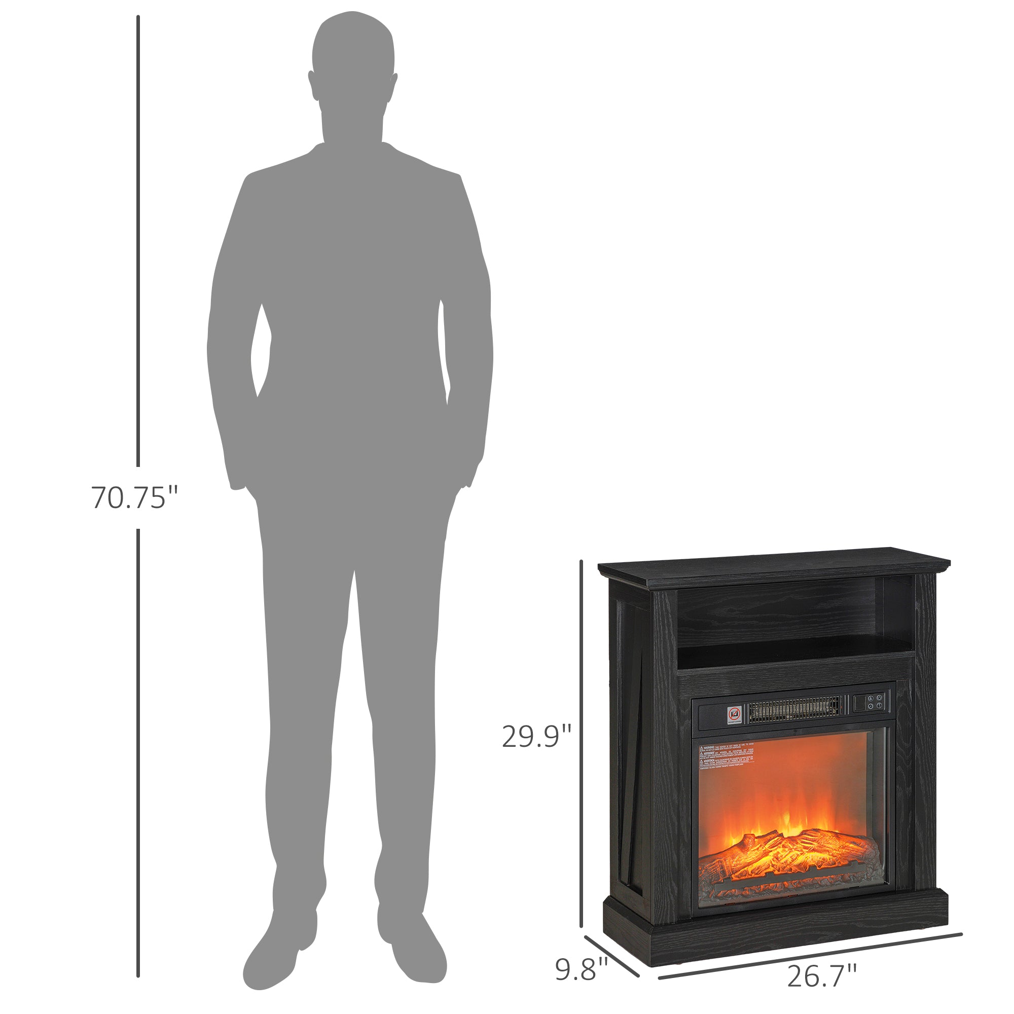 Modern Electric Fireplace Mantel 800x550mm White