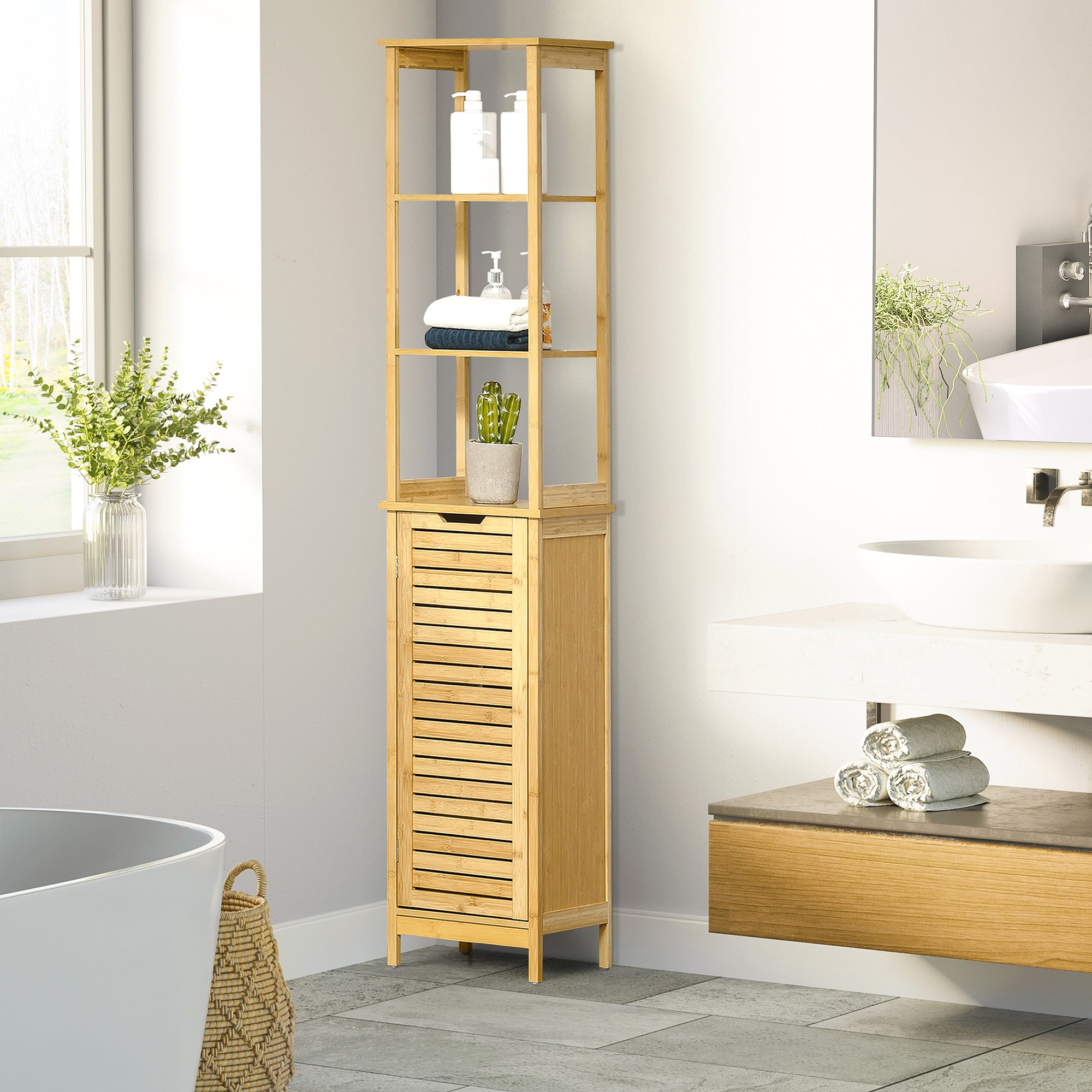 Badezimmereckschrank mit 3 Regalen und Schrank