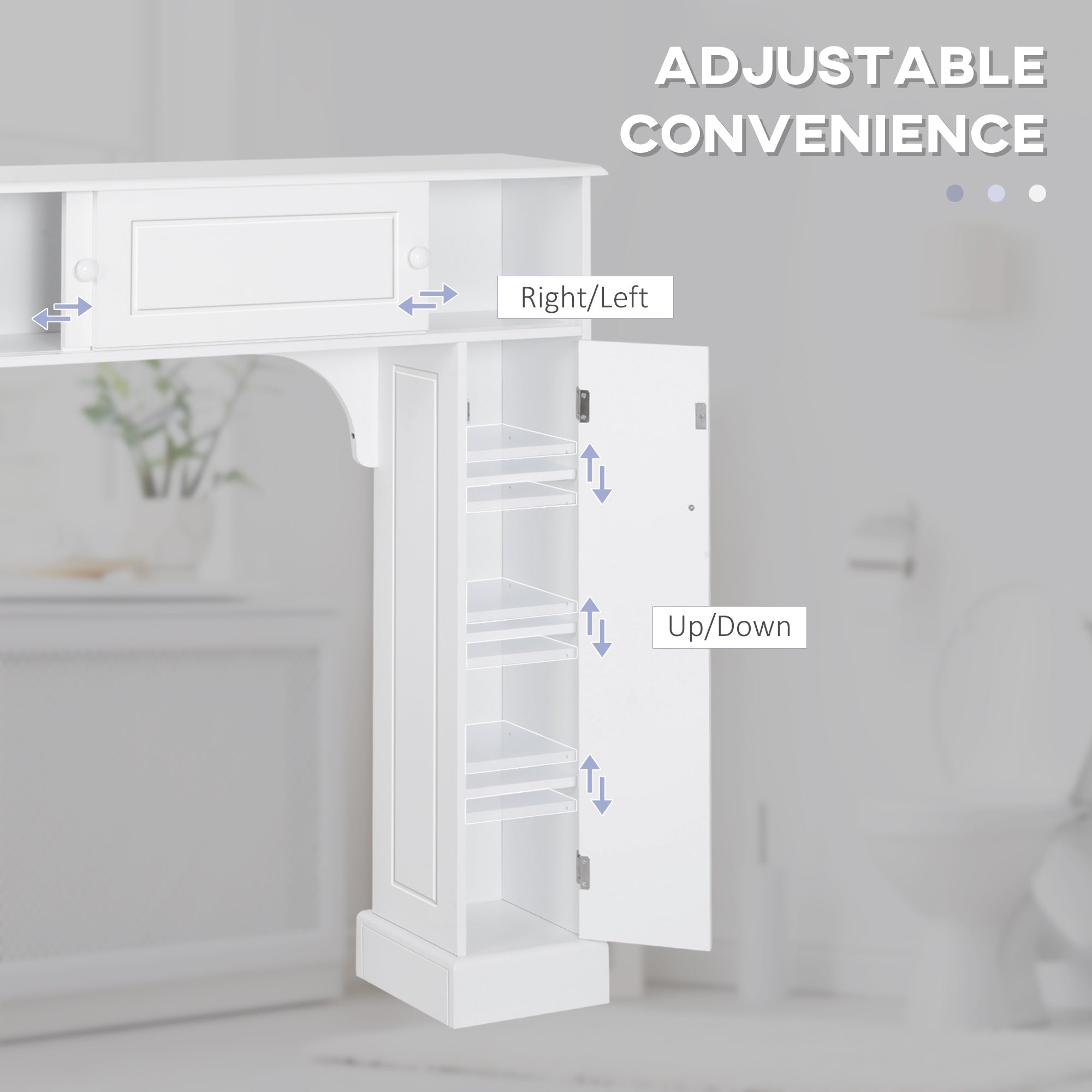 White Bathroom Storage Cabinet Over-Toilet MDF