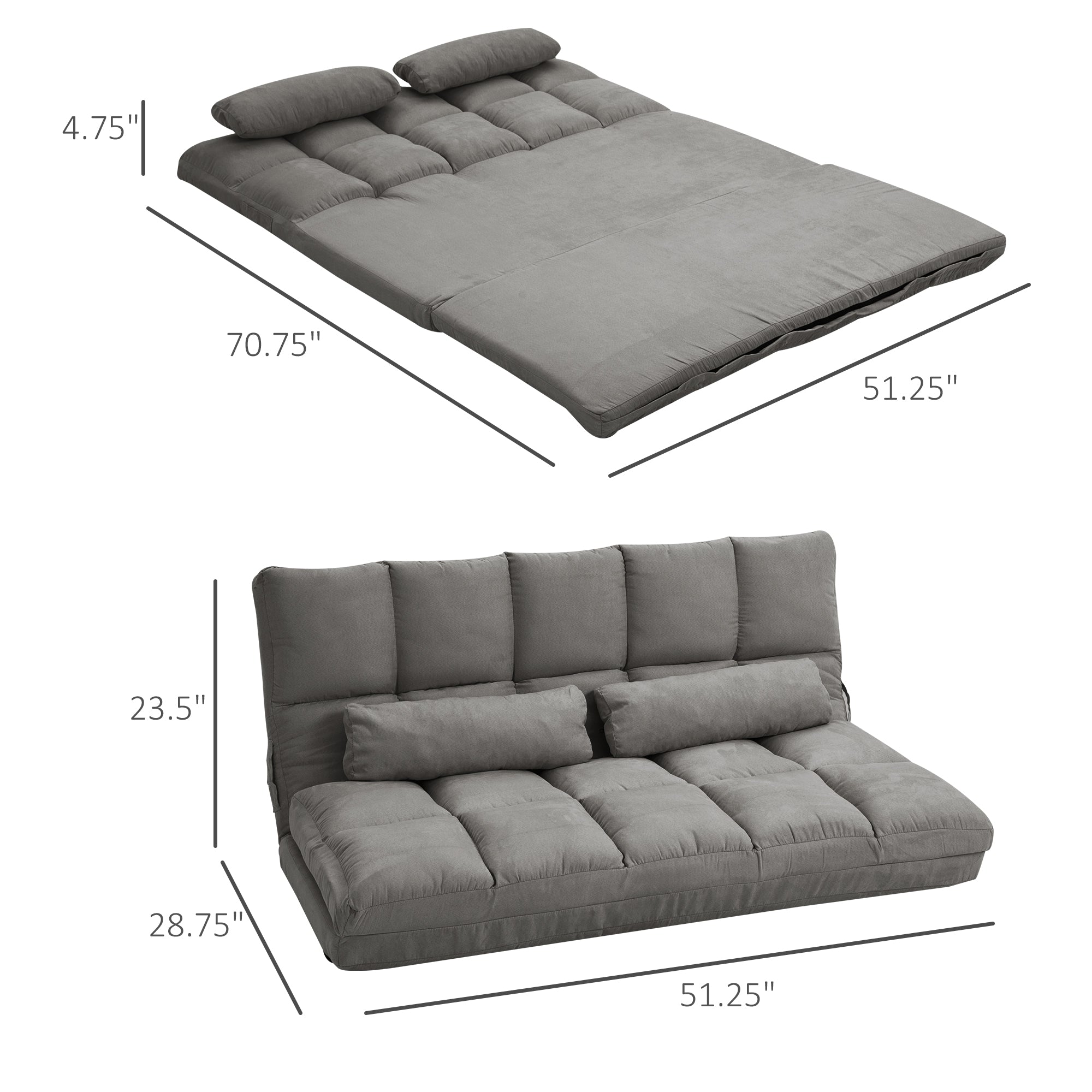 Grey Convertible Floor Sofa