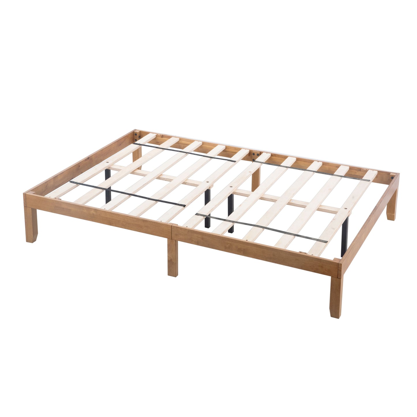 Large Wooden Platform Bed Frame, No Spring Box Required, Solid Wood Batten Support, Easy To Assemble