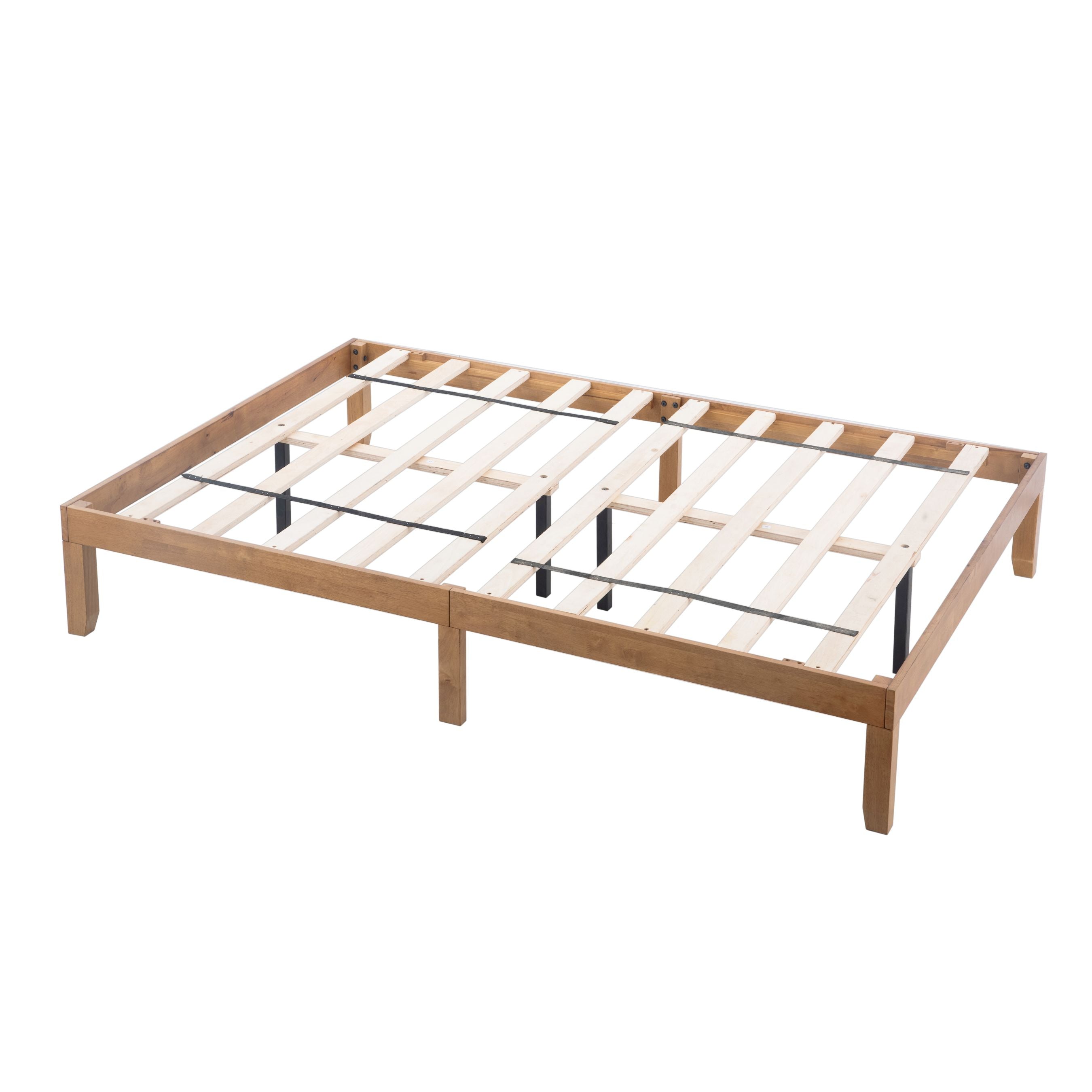 Walnut Platform Bed Frame Queen No Box Spring