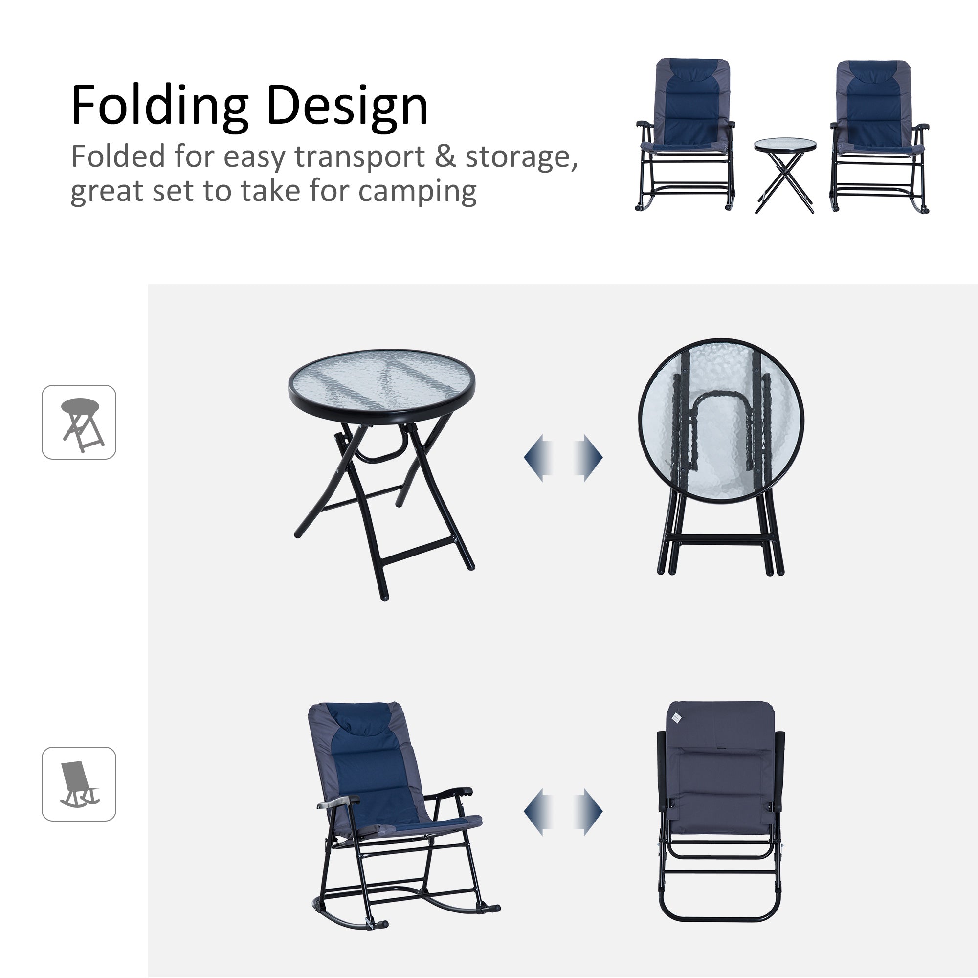 Glass Rocking Bistro Set