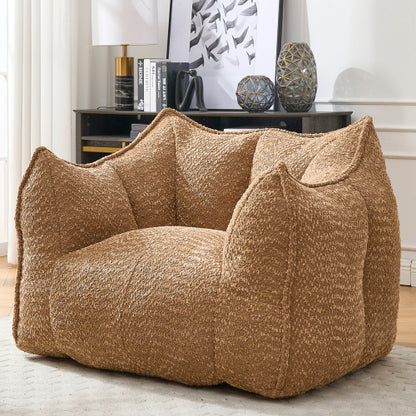 Compressed Plush Bean Bag Sofa Couch- High-Resilience Foam Filled, Ultra-Soft Boucle Lounge Chair For One Or Two People, Cozy Living Room Seating For Reading, Gaming & Relaxing, Space-Saving Vacuum