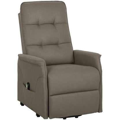 Power Lift Chair For Elderly, Fabric Recliner Sofa With Remote Control, Side Pockets, Quick Assembly, Coffee